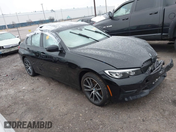 2020 BMW 3 Series 330i xDrive with VIN WBA5R7C08LFH44012, listed as a IAAI auction lot 41252675 with 57,486 mi miles. Bid and sale history available at carsss.com. Image 1.