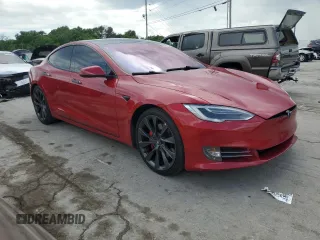 2018 Tesla Model S 75D with VIN 5YJSA1E40JF259792, listed as a Copart auction lot 56502085 with 116,821 mi miles and Salvage title. Bid and sale history available at DreamBid. Image 4.