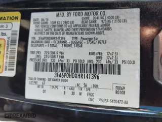 2017 Ford Fusion SE with VIN 3FA6P0HDXHR141396, listed as a IAAI auction lot 40873171 with 89,156 mi miles. Bid and sale history available at carsss.com. Image 9.
