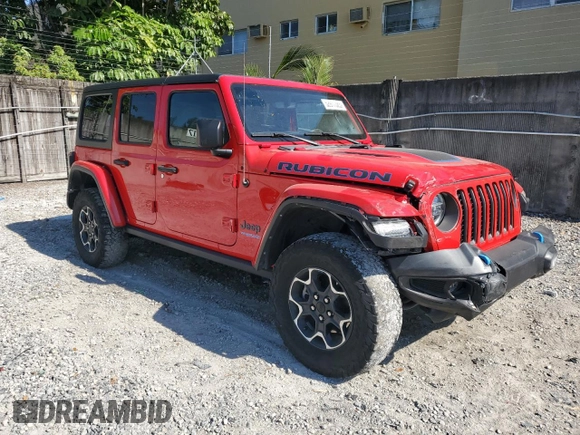 2022 Jeep Wrangler Unlimited Rubicon with VIN 1C4JJXR63NW187448, listed as a Copart auction lot 52911385 with 32,442 mi miles and Salvage title. Bid and sale history available at DreamBid. Image 4.