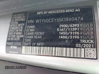 2021 Mercedes-Benz Metris Cargo with VIN W1YV0CEY6M3860474, listed as a IAAI auction lot 41897083 with 132,283 mi miles and . Bid and sale history available at DreamBid. Image 9.