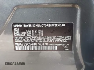 2017 BMW 7 Series 740i with VIN WBA7E2C54HG740170, listed as a IAAI auction lot 41432578 with 110,893 mi miles and . Bid and sale history available at DreamBid. Image 9.