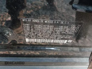 2024 Honda HR-V LX with VIN 3CZRZ2H33RM782404, listed as a IAAI auction lot 42343698 with 20,026 mi miles and . Bid and sale history available at DreamBid. Image 9.