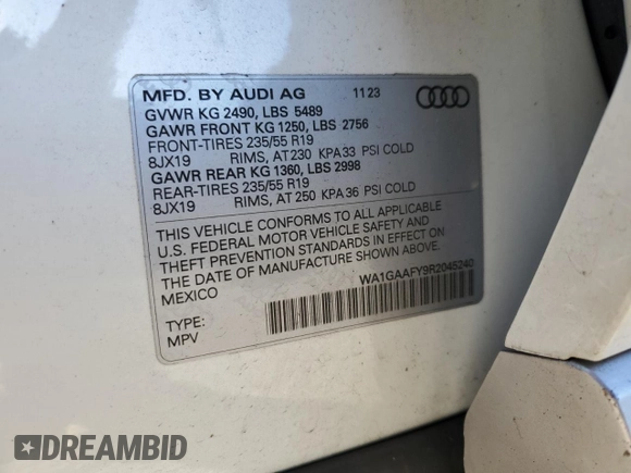 2024 Audi Q5 S line Premium with VIN WA1GAAFY9R2045240, listed as a Copart auction lot 41384195 with 16,983 mi miles and Salvage Title. Bid and sale history available at carsss.com. Image 14.