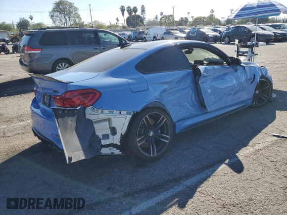 2018 BMW M4 z VIN WBS4Y9C50JAA85547, wystawiony jako Copart lot #45412975 z przebiegiem Nie podano mil oraz Szkoda całkowita • Salvage title. Historia ofert i sprzedaży dostępna na DreamBid. Obrazek 3.