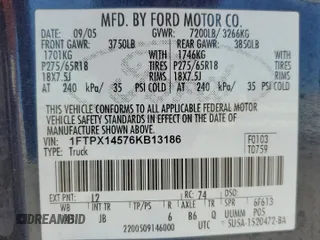 2006 Ford F-150 XLT z VIN 1FTPX14576KB13186, wystawiony jako Copart lot #59322715 z przebiegiem 173 321 mil mil oraz Szkoda całkowita • Salvage title. Historia ofert i sprzedaży dostępna na DreamBid. Obrazek 12.