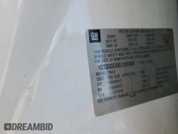 2016 GMC Canyon 2WD SLE z VIN 1GTG5CE38G1266004, wystawiony jako Copart lot #53621555 z przebiegiem 147 734 mil mil oraz Szkody całkowita. Historia ofert i sprzedaży dostępna na DreamBid. Obrazek 12.