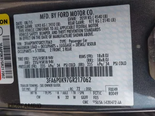 2016 Ford Fusion Titanium with VIN 3FA6P0K97GR217062, listed as a IAAI auction lot 42044943 with Not Provided miles and . Bid and sale history available at carsss.com. Image 9.