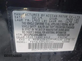 2019 Nissan Kicks S with VIN 3N1CP5CU5KL506114, listed as a IAAI auction lot 41999927 with 80,576 mi miles and . Bid and sale history available at carsss.com. Image 9.