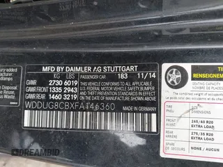 2015 Mercedes-Benz S-Class S 550 with VIN WDDUG8CBXFA146360, listed as a IAAI auction lot 41541113 with 1 mi miles. Bid and sale history available at carsss.com. Image 9.