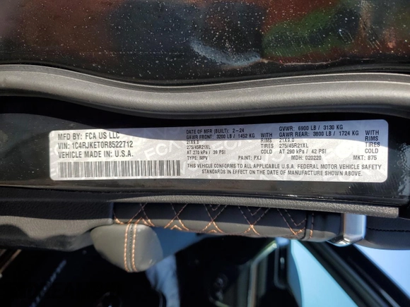 2024 Jeep Grand Cherokee Summit with VIN 1C4RJKET0R8522712, listed as a Copart auction lot 44196325 with Not provided miles and Salvage title. Bid and sale history available at DreamBid. Image 13.