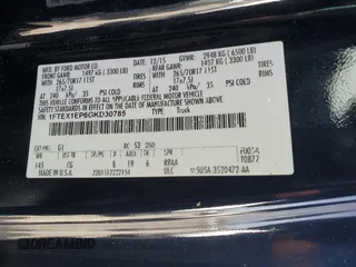 2016 Ford F-150 XLT with VIN 1FTEX1EP6GKD30785, listed as a Copart auction lot 50376035 with 161,343 mi miles and Salvage Title. Bid and sale history available at carsss.com. Image 12.