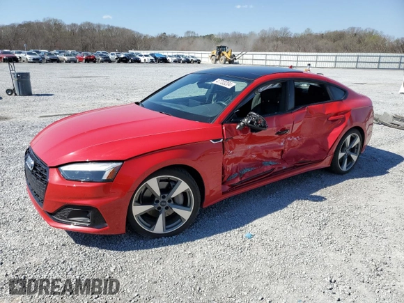 2020 Audi A5 Sportback Premium Plus with VIN WAUCNCF52LA012990, listed as a Copart auction lot 47703204 with 21,084 mi miles. Bid and sale history available at carsss.com. Image 1.