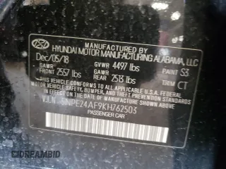 2019 Hyundai Sonata SE with VIN 5NPE24AF9KH762503, listed as a Copart auction lot 53690485 with 76,278 mi miles and Salvage Title. Bid and sale history available at carsss.com. Image 12.