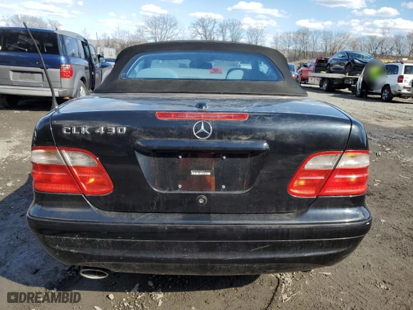 2000 Mercedes-Benz CLK-Class with VIN WDBLK70G7YT034927, listed as a Copart auction lot 49723875 with 0 mi miles and Clean Title. Bid and sale history available at carsss.com. Image 6.