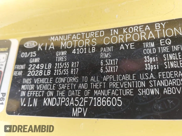 2015 Kia Soul + with VIN KNDJP3A52F7186605, listed as a IAAI auction lot 41711620 with 68,205 mi miles. Bid and sale history available at carsss.com. Image 9.