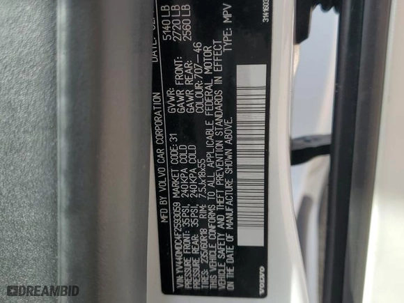 2015 Volvo XC60 T5 Drive-E Premier Plus with VIN YV440MDC4F2593059, listed as a Copart auction lot 47646775 with 166,806 mi miles and Clean Title. Bid and sale history available at carsss.com. Image 13.