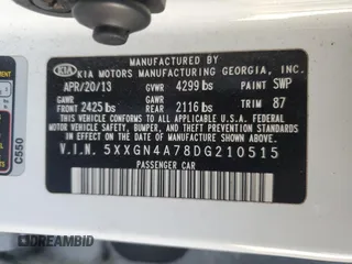 2013 Kia Optima EX with VIN 5XXGN4A78DG210515, listed as a Copart auction lot 88423895 with 170,450 mi miles and Salvage Title. Bid and sale history available at carsss.com. Image 13.