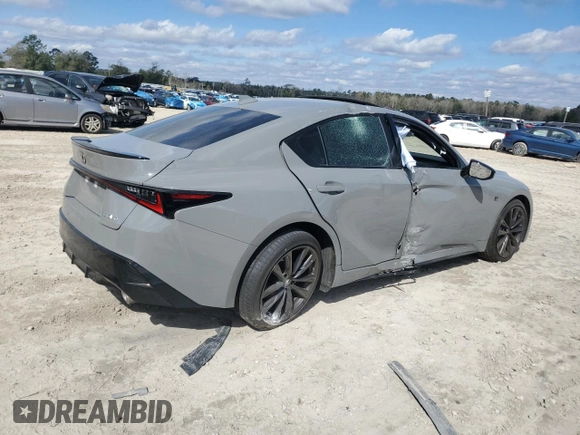 2025 Lexus IS with VIN JTHBZ1B25S5083142, listed as a Copart auction lot 46746015 with 0 mi miles and Salvage Title. Bid and sale history available at carsss.com. Image 3.