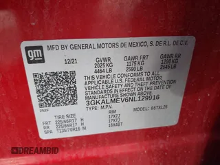 2022 GMC Terrain SLE with VIN 3GKALMEV6NL129916, listed as a IAAI auction lot 41083666 with 81,206 mi miles. Bid and sale history available at carsss.com. Image 9.