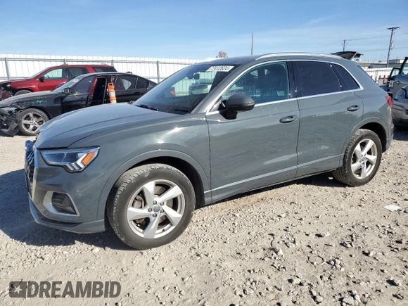 2019 Audi Q3 Premium Plus with VIN WA1BECF37K1082412, listed as a Copart auction lot 77412624 with 33,398 mi miles and Salvage Title. Bid and sale history available at carsss.com. Image 1.