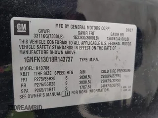 2008 Chevrolet Tahoe LTZ z VIN 1GNFK13018R143737, wystawiony jako IAAI lot #42220433 z przebiegiem 198 598 mil mil oraz . Historia ofert i sprzedaży dostępna na DreamBid. Obrazek 9.