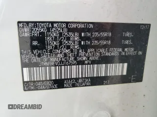 2018 Toyota RAV4 SE z VIN JTMNFREV0JJ167595, wystawiony jako Copart lot #54560605 z przebiegiem 93 056 mil mil oraz Szkoda całkowita • Salvage title. Historia ofert i sprzedaży dostępna na DreamBid. Obrazek 13.