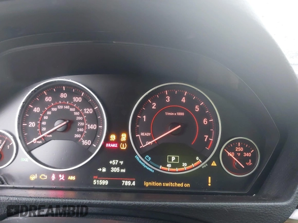 2015 BMW 3 Series 328i with VIN WBA3A5G54FNS88834, listed as a IAAI auction lot 41712756 with 51,599 mi miles. Bid and sale history available at carsss.com. Image 7.