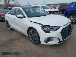 2022 Audi A3 Premium with VIN WAUAUDGY7NA012835, listed as a IAAI auction lot 41229617 with 32,151 mi miles. Bid and sale history available at carsss.com. Image 1.