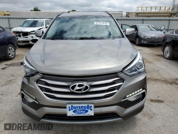 2017 Hyundai Santa Fe 2.0T with VIN 5XYZUDLA9HG437458, listed as a Copart auction lot 57751415 with 117,469 mi miles and Salvage title. Bid and sale history available at DreamBid. Image 5.