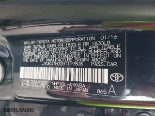2016 Toyota Prius c One with VIN JTDKDTB32G1119808, listed as a IAAI auction lot 41850360 with 141,544 mi miles. Bid and sale history available at carsss.com. Image 9.