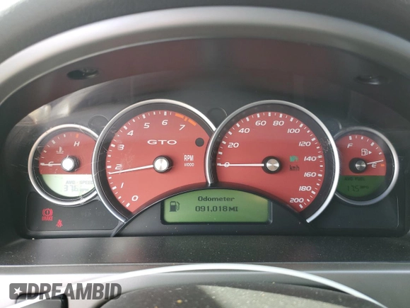 2005 Pontiac GTO with VIN 6G2VX12U65L382054, listed as a Copart auction lot 43629155 with 91,018 mi miles and Salvage Title. Bid and sale history available at DreamBid. Image 9.