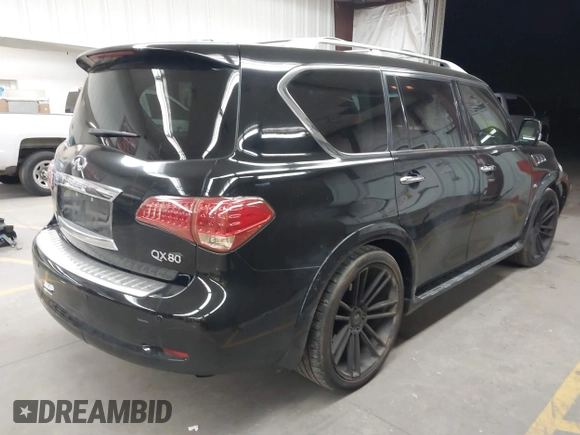 2014 Infiniti QX80 with VIN JN8AZ2NF2E9555963, listed as a IAAI auction lot 41894699 with 143,255 mi miles. Bid and sale history available at carsss.com. Image 4.