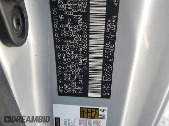 2005 Scion tC with VIN JTKDE177650059937, listed as a Copart auction lot 56122335 with 181,256 mi miles and Salvage Title. Bid and sale history available at DreamBid. Image 13.