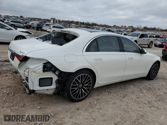 2023 Mercedes-Benz S-Class S 500 with VIN W1K6G6DB6PA203893, listed as a Copart auction lot 84664804 with 743 mi miles and Salvage Title. Bid and sale history available at carsss.com. Image 3.