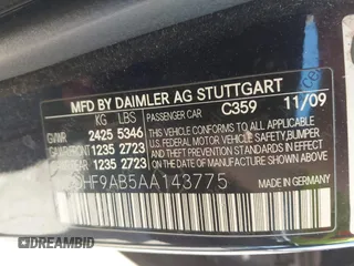 2010 Mercedes-Benz E-Class E 550 Luxury with VIN WDDHF9AB5AA143775, listed as a IAAI auction lot 41980967 with 1 mi miles. Bid and sale history available at carsss.com. Image 9.
