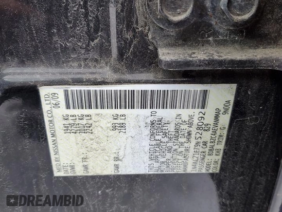 2009 Nissan Altima S with VIN 1N4AL21E79N528092, listed as a Copart auction lot 86141294 with 297,852 mi miles and Salvage Title. Bid and sale history available at DreamBid. Image 13.