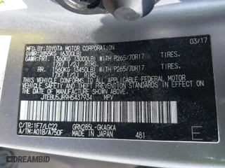 2017 Toyota 4Runner SR5 with VIN JTEBU5JR9H5437934, listed as a IAAI auction lot 41755278 with 258,371 mi miles. Bid and sale history available at carsss.com. Image 9.
