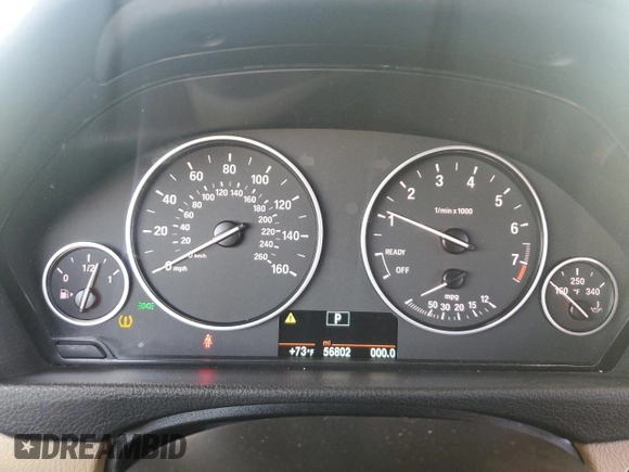 2015 BMW 3 Series 328i with VIN WBA3A5G51FNS87379, listed as a Copart auction lot 57752165 with 56,802 mi miles and Salvage title. Bid and sale history available at DreamBid. Image 9.