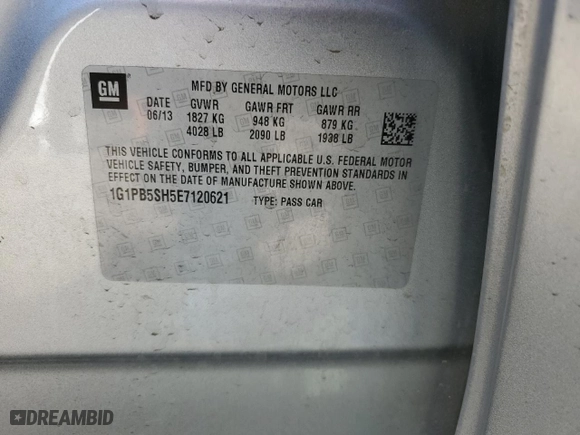 2014 Chevrolet Cruze LS with VIN 1G1PB5SH5E7120621, listed as a Copart auction lot 49137545 with 80,573 mi miles and Salvage Title. Bid and sale history available at carsss.com. Image 14.
