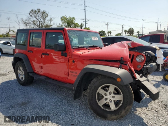 2015 Jeep Wrangler Unlimited Willys Wheeler with VIN 1C4BJWDG3FL726460, listed as a Copart auction lot 55827355 with 96,482 mi miles and Salvage Title. Bid and sale history available at DreamBid. Image 4.