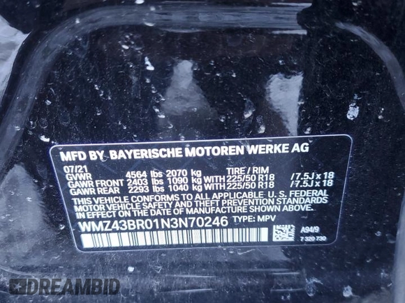 2022 MINI Countryman Cooper z VIN WMZ43BR01N3N70246, wystawiony jako Copart lot #84840724 z przebiegiem 63 433 mil mil oraz Szkoda całkowita • Salvage title. Historia ofert i sprzedaży dostępna na DreamBid. Obrazek 12.