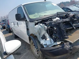 2021 Chevrolet Express Cargo Van with VIN 1GCWGAFPXM1299836, listed as a IAAI auction lot 41842603 with 1 mi miles. Bid and sale history available at carsss.com. Image 1.
