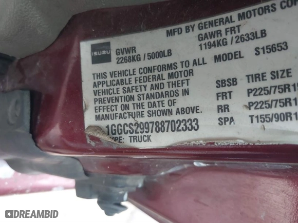 2008 Isuzu i-290 S with VIN 1GGCS299788702333, listed as a IAAI auction lot 41437596 with 255,002 mi miles. Bid and sale history available at carsss.com. Image 9.