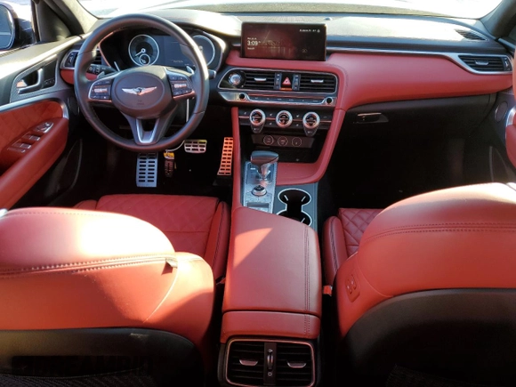 2023 Genesis G70 3.3T with VIN KMTG54TE1PU129108, listed as a Copart auction lot 89346275 with 22,457 mi miles and Salvage Title. Bid and sale history available at DreamBid. Image 8.