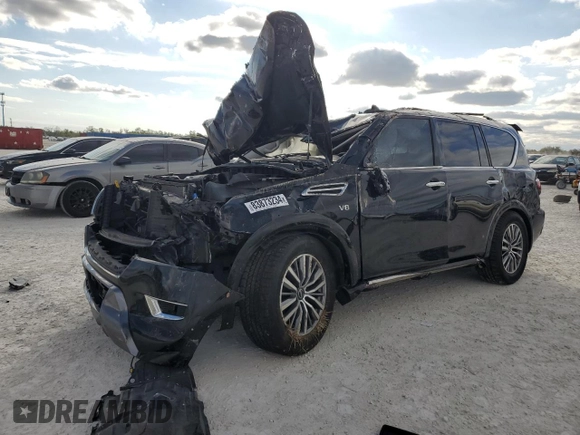 2021 Nissan Armada SV with VIN JN8AY2ACXM9147160, listed as a Copart auction lot 83873234 with Not Provided miles and Non Repairable. Bid and sale history available at carsss.com. Image 1.