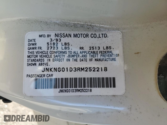 1994 Infiniti Q45 z VIN JNKNG01D3RM252218, wystawiony jako Copart lot #77230944 z przebiegiem 69 069 mil mil oraz Czysty tytuł • Clean title. Historia ofert i sprzedaży dostępna na DreamBid. Obrazek 12.