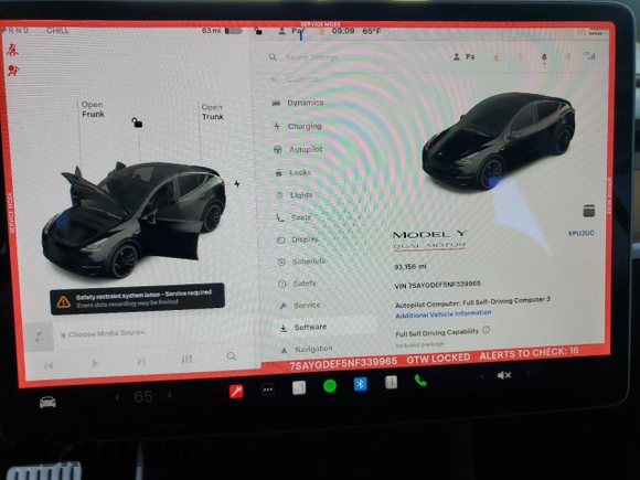 2022 Tesla Model Y Performance with VIN 7SAYGDEF5NF339965, listed as a Copart auction lot 62187545 with 93,156 mi miles and Salvage title. Bid and sale history available at DreamBid. Image 9.