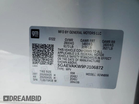 2023 Buick Enclave Essence with VIN 5GAEVAKW9PJ106872, listed as a Copart auction lot 45683165 with 15,060 mi miles and Clean Title. Bid and sale history available at DreamBid. Image 13.