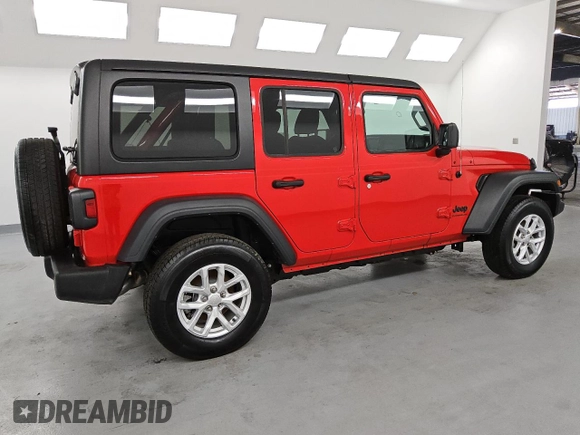 2023 Jeep Wrangler Sport S with VIN 1C4HJXDN5PW632854, listed as a Copart auction lot 51674525 with 4,837 mi miles and Clean Title. Bid and sale history available at DreamBid. Image 3.